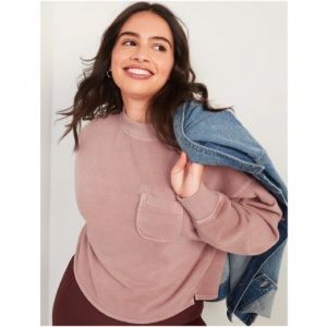 3/$30 - Slouchy Mock-Neck Garment-Dyed Sweatshirt
